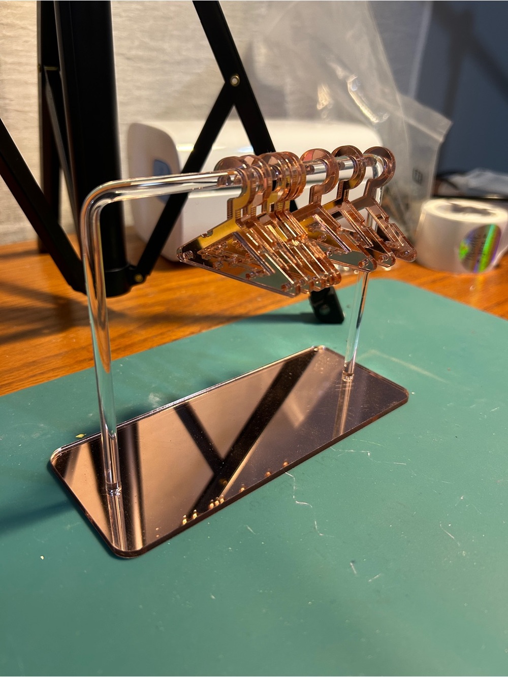 Rose Gold Mini Earring Display Rack with Matching Hangers